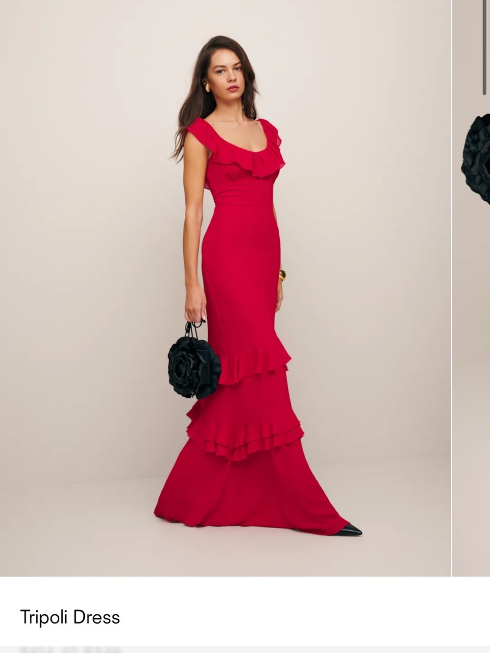Reformation Tripoli Ruffle Maxi Dress in Red
